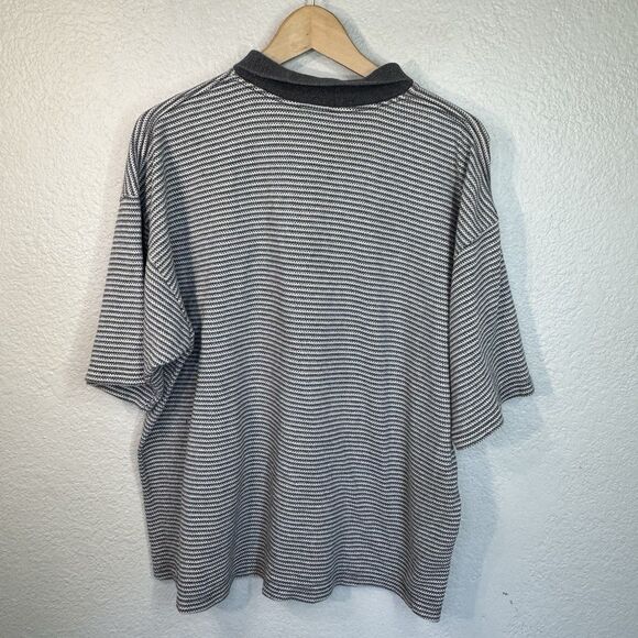 VTG Y2K Fox Racing Polo Shirt Zip Up Gray Striped Logo Made In USA Men XXL - Picture 3 of 8